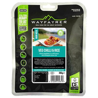 Wayfayrer Vegetable Chilli and Rice 300g Ready to Eat, Hot or Cold, Meal Pouch Recommended for Duke of Edinburgh's Award Expeditions, Camping, Hiking, Fishing and Outdoor Adventures