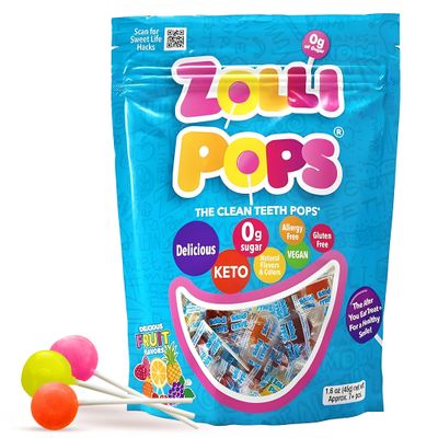 Zollipops, Sugar Free Lollipop - Gluten Free, Non GMO, Vegan and Kosher Safe, Lollipop Assortment - 8 Pcs Bag, Healthy Sweets Variety