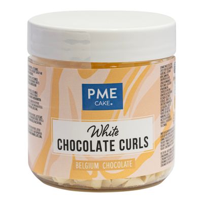 PME Belgian Chocolate Curls for Elegant Cake Decorating - White Chocolate (85g)