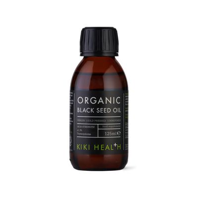 KIKI Health Organic Black Seed Oil Cold Pressed 2.4% Thymoquinone Antioxidant for Immune Health, Brain Function, Joints, Digestion, Hair &amp; Skin Vegan, Gluten-Free, Non-GMO - 125ml