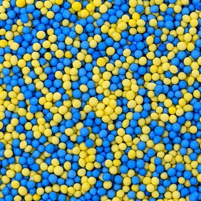 Blue and Yellow Sprinkles - 35g of Edible Blue &amp; Yellow Cake Sprinkles Decorations Toppers, 100s 1000s Mini Balls Nonpareils