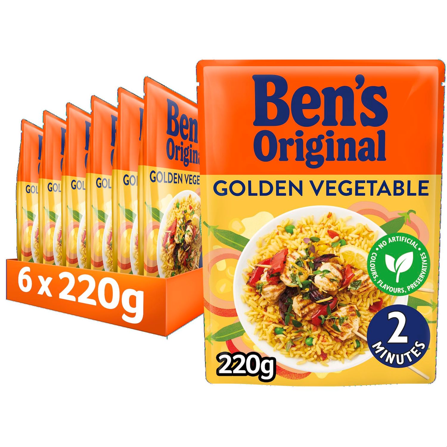 BEN'S ORIGINAL Golden Vegetable Microwave Rice, Bulk Multipack 6 x 220g pouches