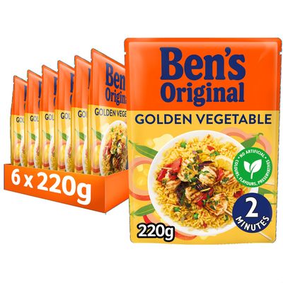 BEN'S ORIGINAL Golden Vegetable Microwave Rice, Bulk Multipack 6 x 220g pouches