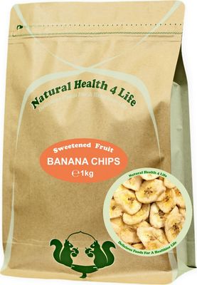 Natural Health 4 Life Banana Chips 1kg, Non-GMO, Vegan and Gluten Free Snack, Naturally Sweetened Banana Slices, Sodium Free, Great for Snacking, Baking & Breakfast Toppings - (Pack of 1)