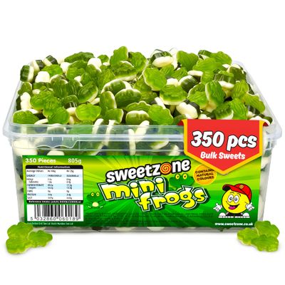 Sweetzone Mini Frogs Halal Sweets Tub - Retro Jelly Candy, Old-Fashioned Wine Gums, Bulk Tub of Sweets for Halloween &amp; Parties, 805g, 350 Pcs - Perfect for Sweet Lovers &amp; Candy Enthusiasts