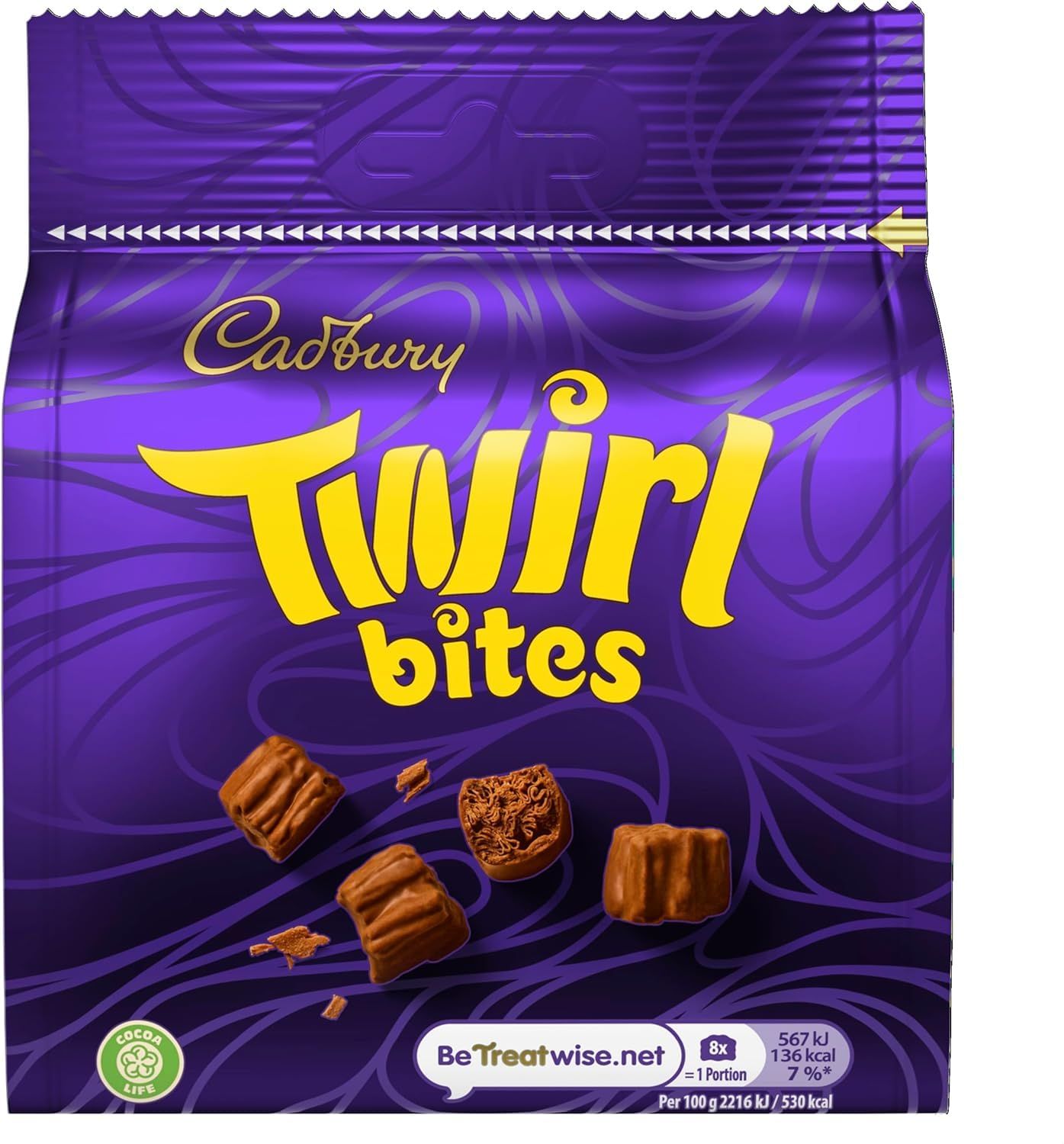 Cadbury Twirl Bites Bag, Smooth &amp; Swirly Milk Chocolate Pieces, 85 g (Pack of 1)