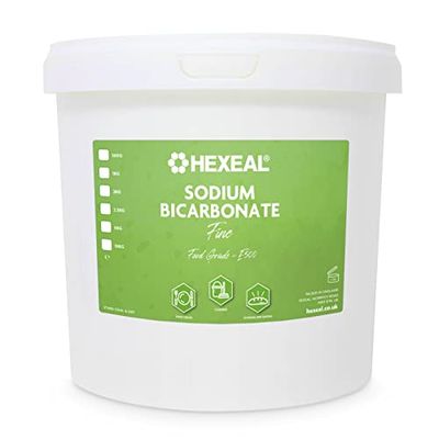 Hexeal 2.5kg Bucket of Sodium Bicarbonate - 2.5kg Bucket of Food Grade Baking Soda for Cooking, Baking, Home Cleaning & Bath Bombs - Fine Powder, Deodorises & Removes Grime - FCC E500