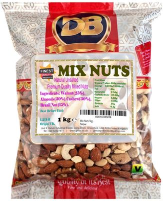 Mix Nuts 1kg: Raw &amp; Unsalted Cashews, Almonds, Walnuts, Brazil Nuts - Nutritious Vegan, Keto, Vegetarian Snack Mix, Bulk Diet Treat &amp; Wholesome Gift Choice