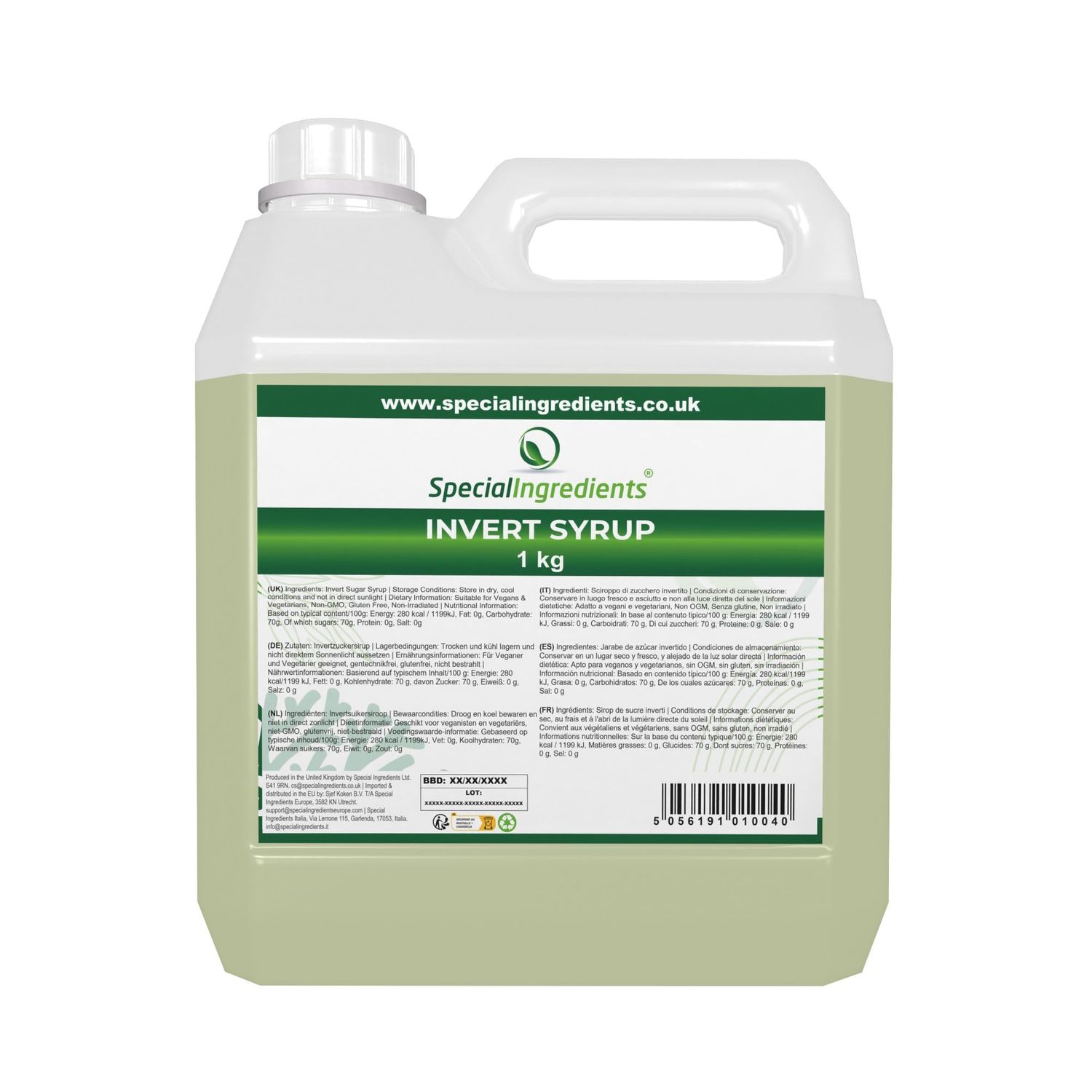 Invert Syrup (Inverted Sugar Syrup) 1kg Premium Quality Non-GMO, Gluten Free - Recyclable Container