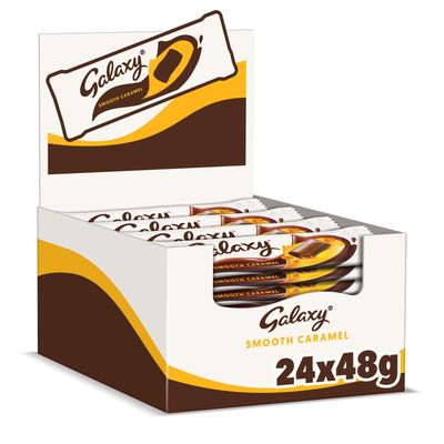 Galaxy Chocolate Bars, Smooth Caramel &amp; Milk Chocolate Bulk Box, 24 x 48g, Ideal for Gift, Snacks or Hamper