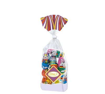 Easter Bunnies - Foil Wrapped Hollow Easter Bunnies 100g in Clear Gift Bag - Colourful Chocolate Eggs with Bunny & Chick Designs - Ideal for Easter Egg Hunts, Gifts & Party Treats for Kids and Adults