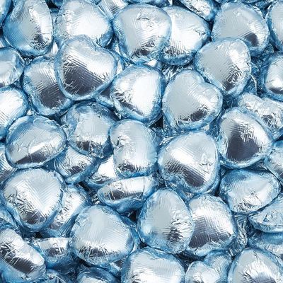 Italian Options Milk Chocolate Foiled Hearts, 30 Chocolates, Blue Foil