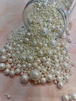 Shimmer Edible White Sugar Sprinkles Pearls (Mixed, 35g)