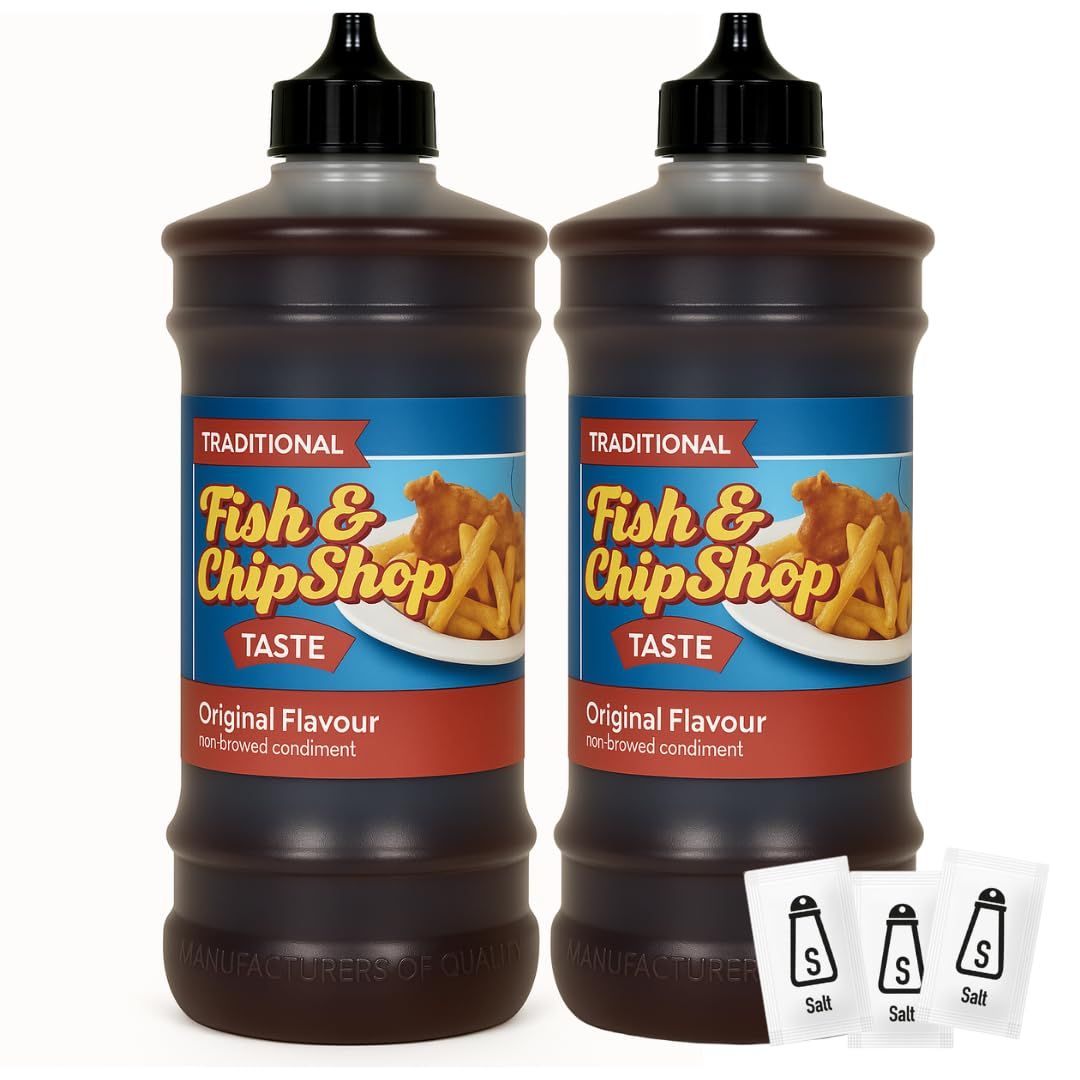 Traditional Chip Shop Vinegar 2 x 315ml - Maltflaven Non-Brewed Condiment - Authentic Fish &amp; Chip Shop Taste - Ready-to-Use Vinegar for Takeaways, BBQs &amp; Home Use