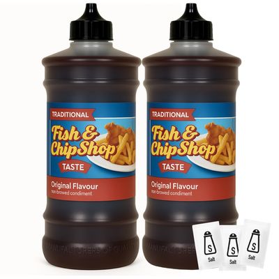 Traditional Chip Shop Vinegar 2 x 315ml - Maltflaven Non-Brewed Condiment - Authentic Fish &amp; Chip Shop Taste - Ready-to-Use Vinegar for Takeaways, BBQs &amp; Home Use