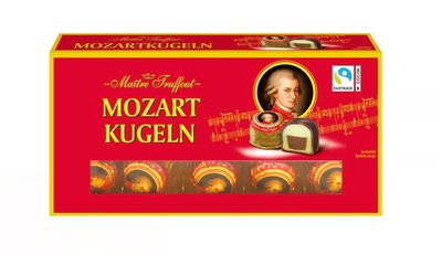 Mozart Balls 200g - Austrian Pralines Filled with Pistachio Marzipan, Hazelnut Praline & Marzipan Cream - Milk & Dark Chocolate Coated - Traditional Austrian Confectionery Gift Box