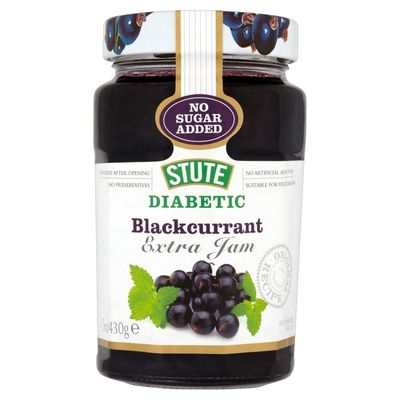Stute No Added Sugar Diabetic Blackcurrant Jam (430g) - Pack of 2