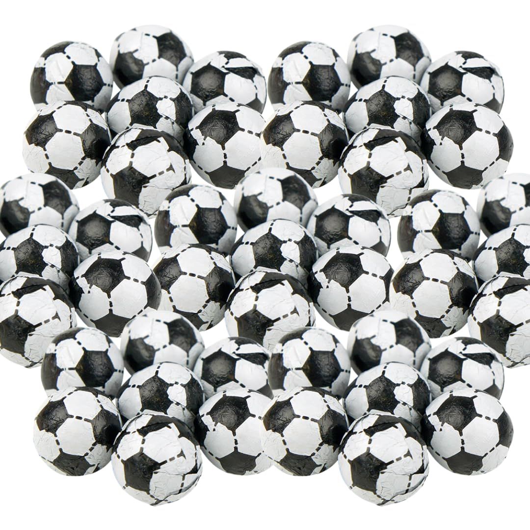 Chocolate Footballs 500g Bag Black and White Football Chocolate Balls Foiled Chocolates Perfect for Birthday Party Treats and Party Bag Fillers Approximately 110 balls