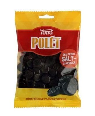 ScandiKitchen, Toms Poletter Salty Liquorice Coins, Danish Sweets, Mild Liquorice Flavour, 1 x 110g