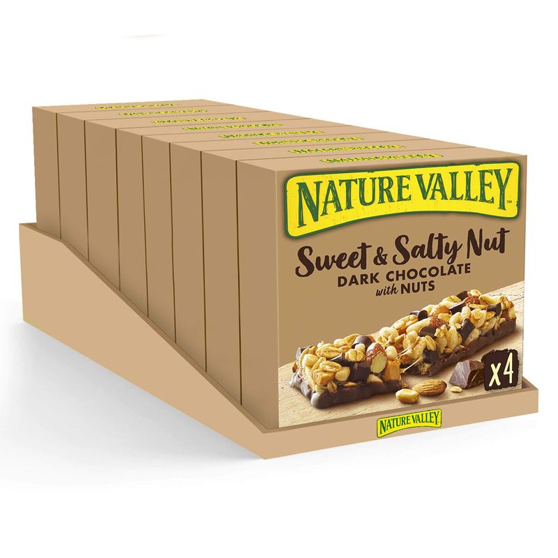 Nature Valley Sweet &amp; Salty Nut Dark Chocolate With Nuts Cereal Bars 4 x 30g (Pack of 8, total 32 Bars)