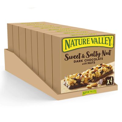 Nature Valley Sweet &amp; Salty Nut Dark Chocolate With Nuts Cereal Bars 4 x 30g (Pack of 8, total 32 Bars)