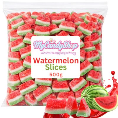 MyCandyShop Fizzy Watermelon Sweets 500g - Sour Watermelon Slices - Fruit Sweets - Delicious Pick &amp; Mix Treats