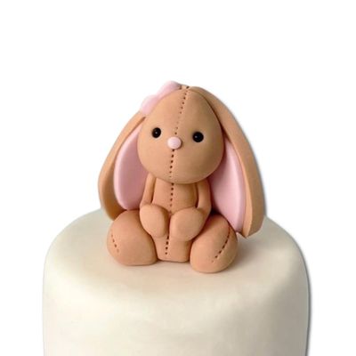 Edible Brown Bunny Cake Toppers - 3D Sugar Fondant Animal Figure - Kids Birthday Decorations - Handmade Present (bunny)