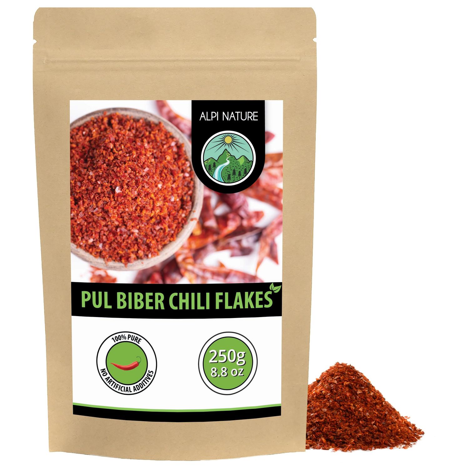 Alpi Nature Pul Biber 250g 8.8 oz, Pul Biber Chilli Flakes, Chilli Peppers Crushed for Cooking