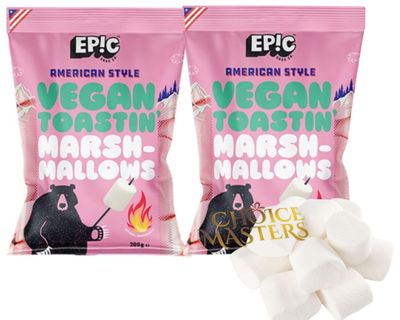 Vegan Marshmallows American Style Epic Vegan Extra Large Toasting Marshmallows - Gluten Free - 2 Packs of 200g