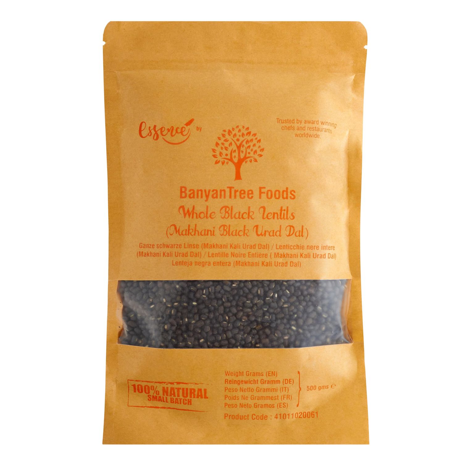 BanyanTree Foods Pure Black Lentils (Makhani Black Urad Dal), 500g All Natural, Indian Origin Unpolished