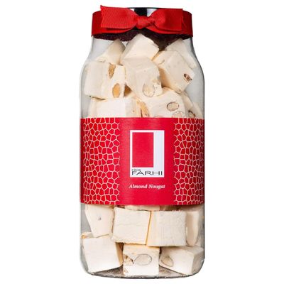 Rita Farhi Traditional Almond Nougat Luxury Gift Jar 500g - Soft Chewy Nougat with Crunchy Almonds, Handcrafted British Confectionery Gift