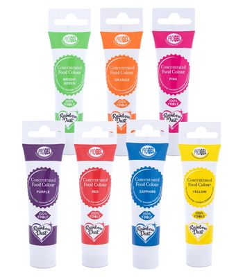 Rainbow Dust - Pro Gel - Rainbow Set of 7 - Edible food colour gel paste