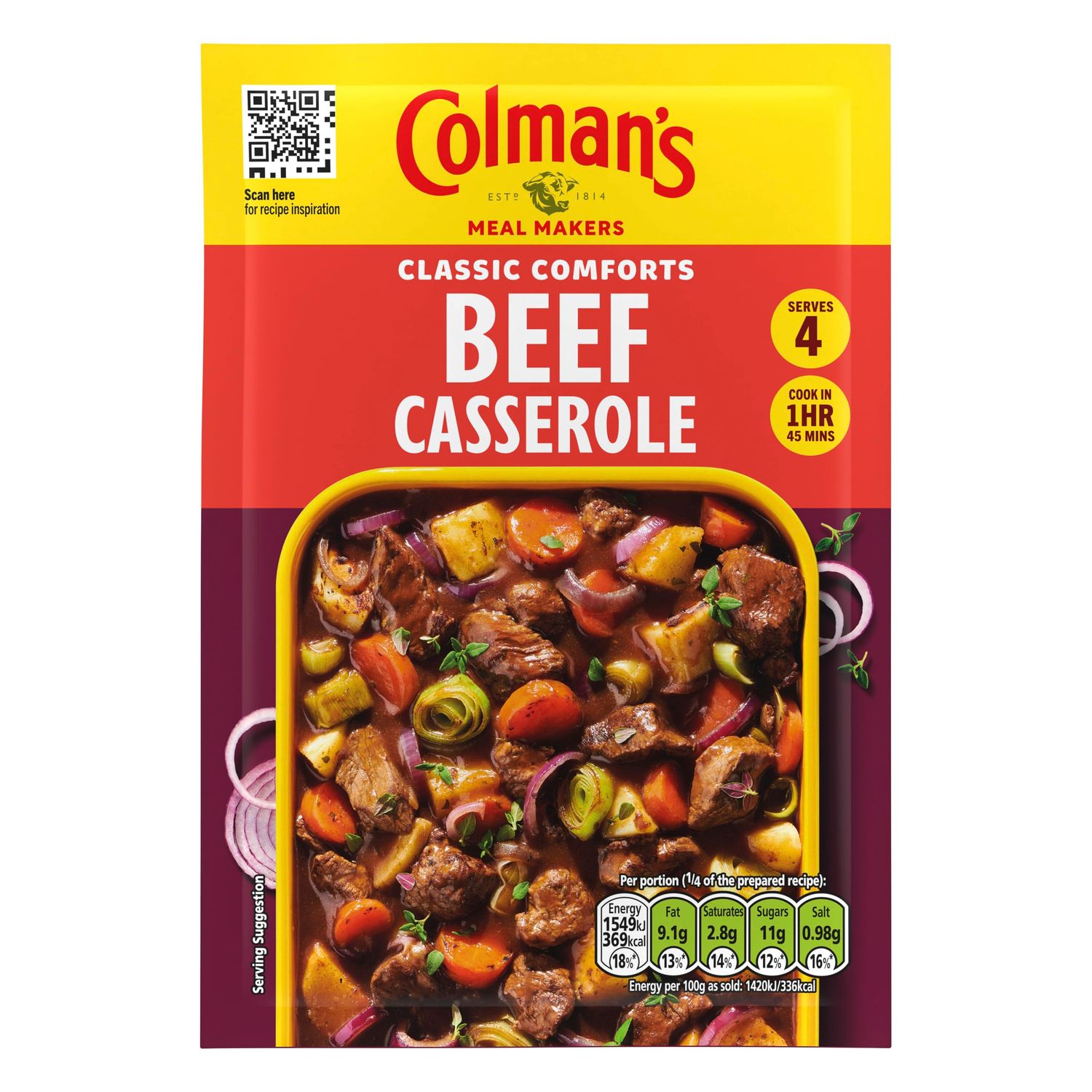 Colman's Classic Comforts Beef Casserole Meal Maker perfect with creamy mashed potato quick to prepare casserole mix 40 g