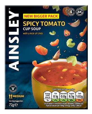 Ainsley Harriott Spicy Tomato Soup, Quick &amp; Convenient Instant Soup, Bulk Pack Multipack; Pack of 8 x 4 Servings