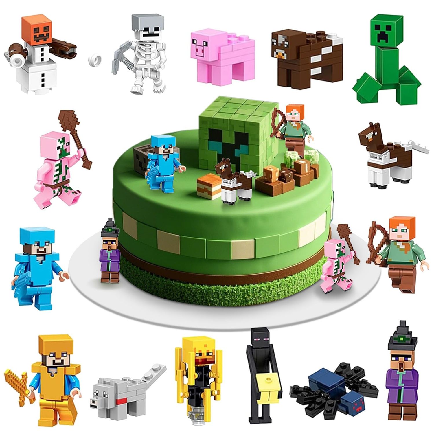 SupaWeiss 16pcs Cake Topper,Birthday Cake Toppers,Action Figures Cake Toppers,Cake Topper Cupcake Toppers for Game fans,Birthday Party Cake Cupcake Decorations