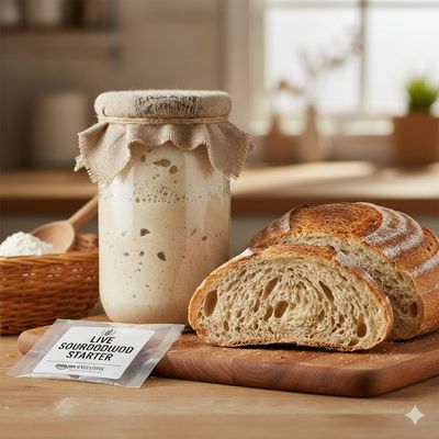 Sourdough Starter - Accelerated Live Culture - 45-Year Heritage Yeast - Fail-Proof Instant Activation - Shelf Stable &amp; No-Mess - Artisan Bread Baker s Secret - Beginner Friendly