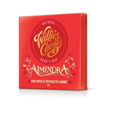 Willie's Cacao - Almendra, 70% Dark Chocolate with Roasted Almonds bar - 50g - Vegan - Artisan made