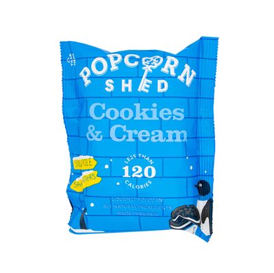 Cookies &amp; Cream Popcorn Snack Pack, 1 x 24g Bag, Handcrafted, Natural &amp; Vegetarian Lunch Box &amp; Low Calorie Movie Night Snack