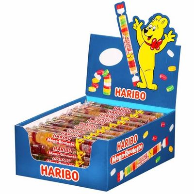 HARIBO Mega Roulette, Fruit Rubber Wheels, Chewy Jellies, 45g (Pack of 40)