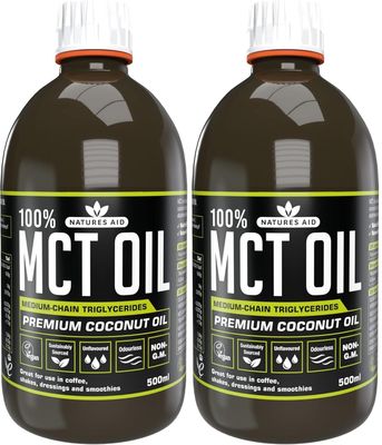 Natures Aid 100% MCT Oil - Premium Coconut Oil 500ml (Pack of 2)