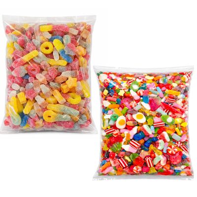 GRO VITS - Pick & Mix Sweets Quality Jelly Sweets Bundle 2 x Pouches Fizzy & Non Fizzy Pick and Mix Classic Retro Candy Selection Assortment - 500g