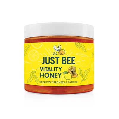 Just Bee Vitality Honey (260g) With Ginseng, Lemon Extract & Vitamins B1-B12 Raw and Unpasteurised Vitamin Rich Helps Reduce Tiredness & Fatigue