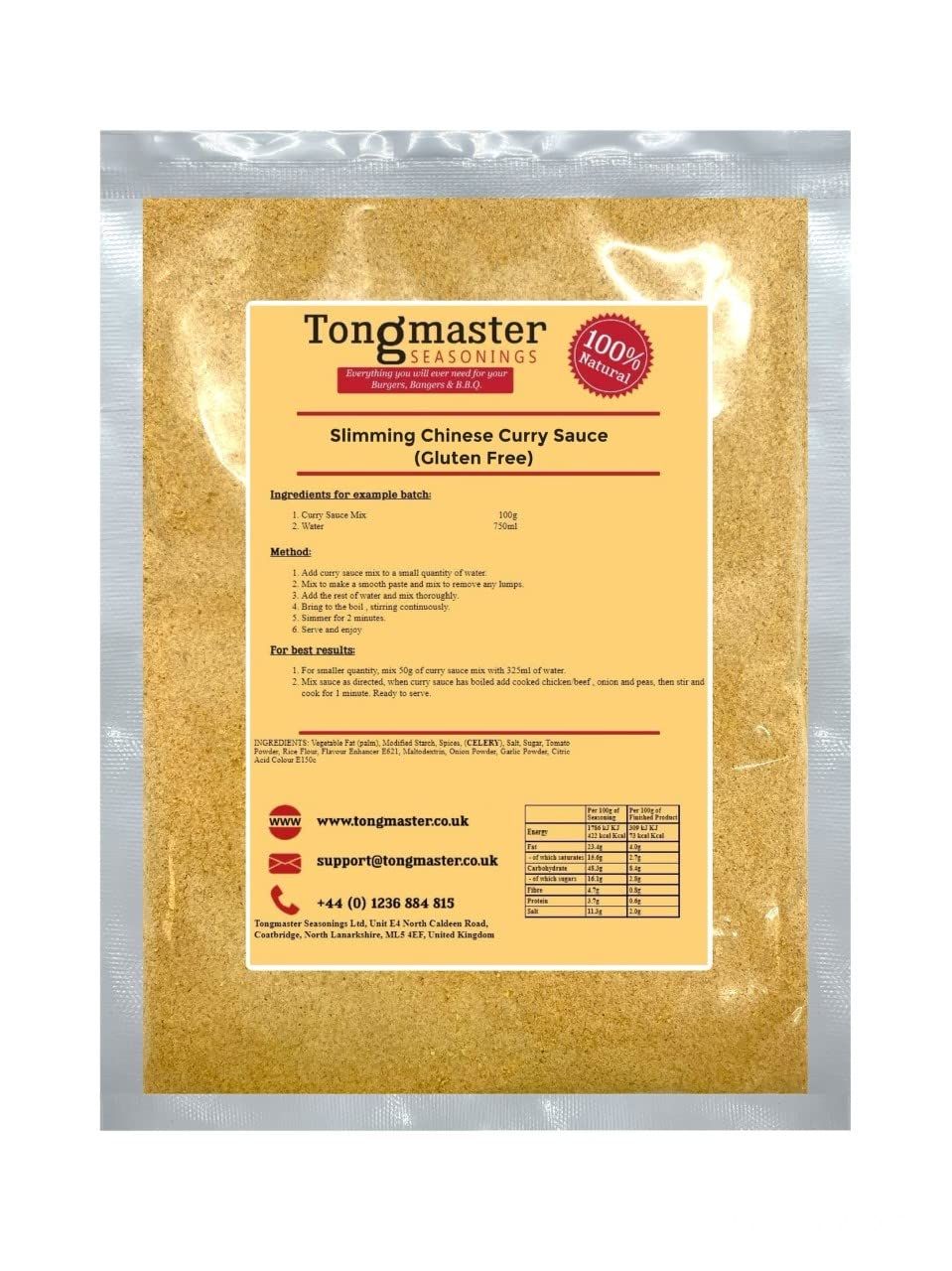 Tongmaster's Chinese Curry Sauce (Gluten Free) - 100g