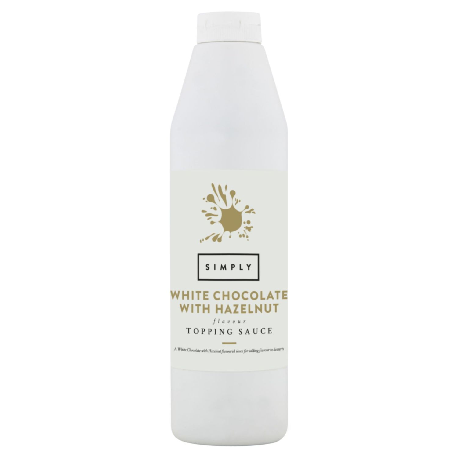 Simply White Chocolate with Hazelnut Flavouring Topping Sauce, Ready to Use Dessert Sauce for Ice Cream, Waffles, Pancakes, Coffee &amp; Milkshakes (1 kg)