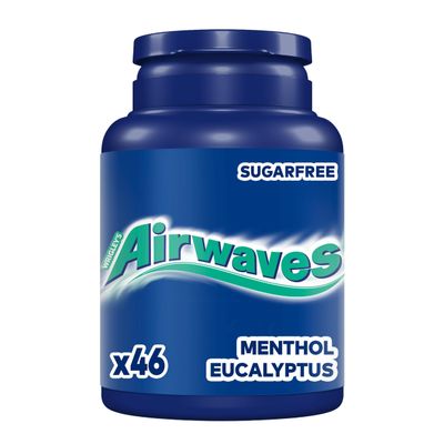 Airwaves Chewing Gum Menthol &amp; Eucalyptus, 46 pieces, Sugar Free Chewing Gum bottle with Menthol Freshness