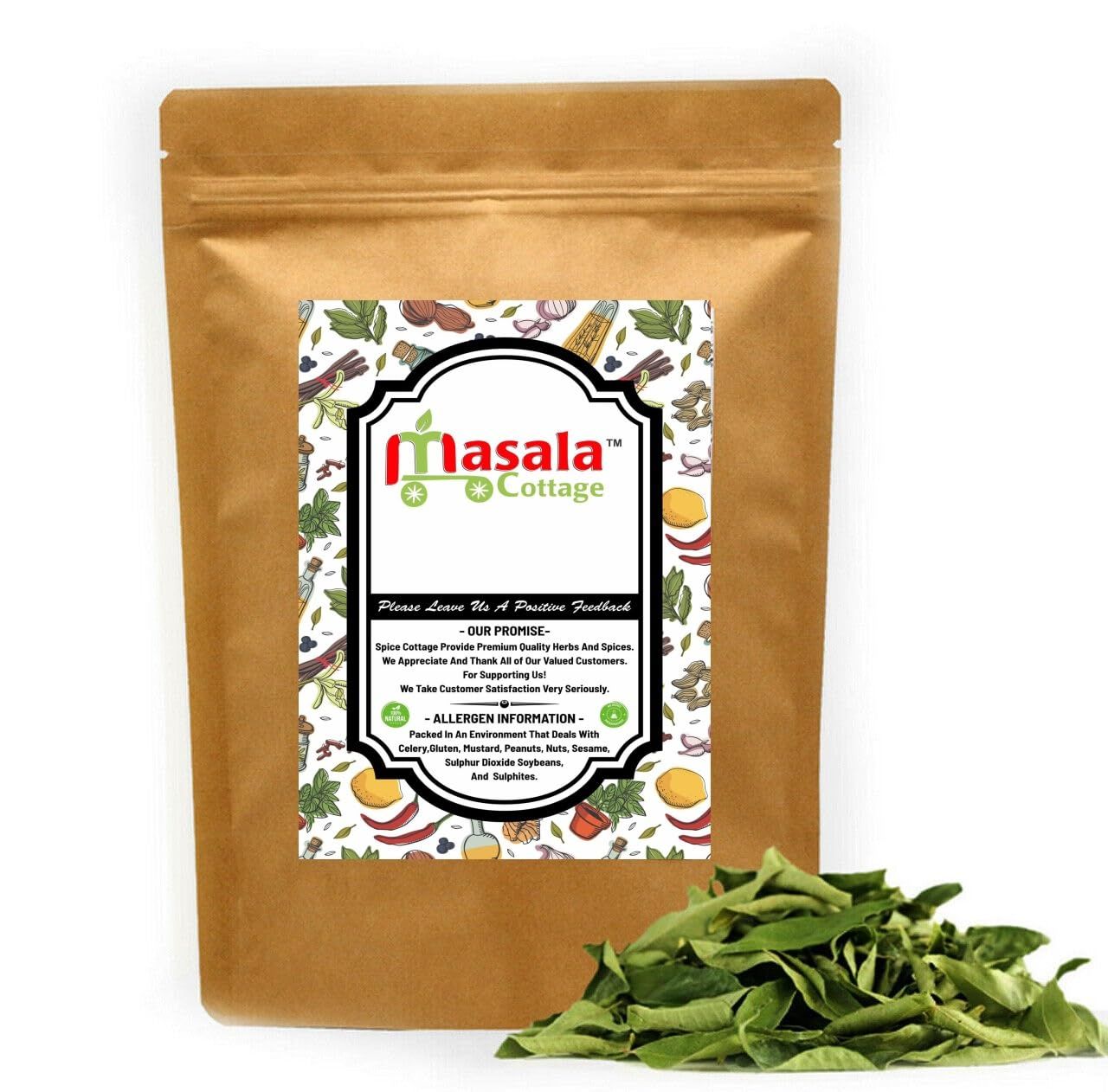 Curry Leaves Dried Natural Aromatic Organicially Grown (Sri Lankan) by Masala Cottage® 25g-1900g (10, Grams)