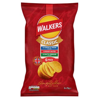 Walkers Classic Variety Crisps, 6x25g