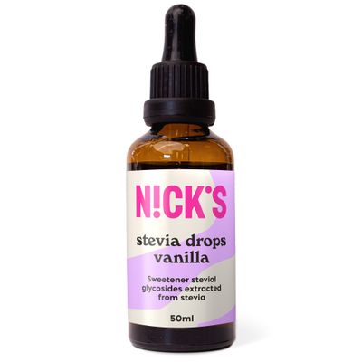 NICKS Vanilla Stevia Drops (50ml) Natural Sugar Free Zero Calorie Liquid Keto Sweetener Gluten Free Low Carb Sugar Substitute Alternative (Pack of 1) NICKS Vanilla Stevia Drops (50ml) Natural Sugar Free Zero Calorie Liquid Keto Sweetener Gluten Free Low Carb Sugar Substitute Alternative (Pack of 1)