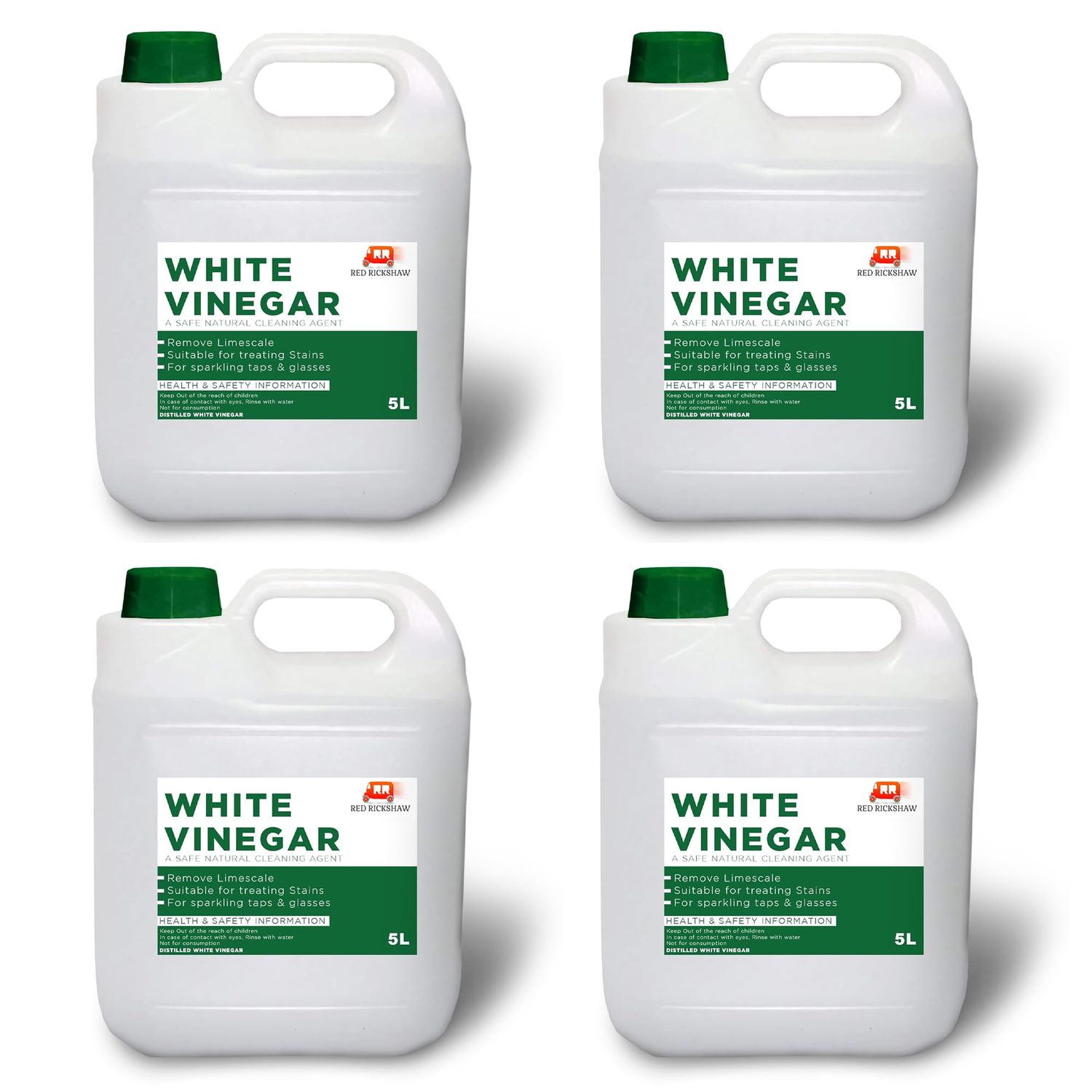 Golden Swan White Vinegar for Cleaning, Weed Killing, Pickling - Distilled White Vinegar- 5 Litre Bottle - Produced in The UK (4 Pack)