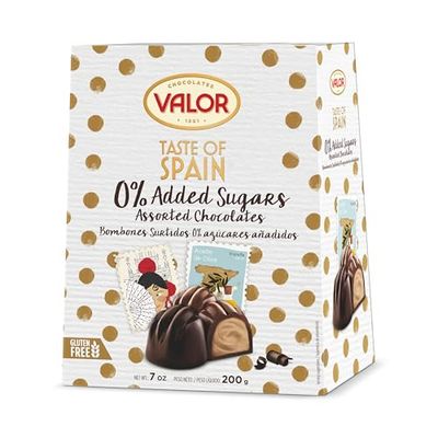Valor 0% Added Sugar Easter Chocolate Truffles - Taste of Spain Praline Truffle Chocolate Box, Celiacs and Diabetic Chocolates, Gluten Free - 200g